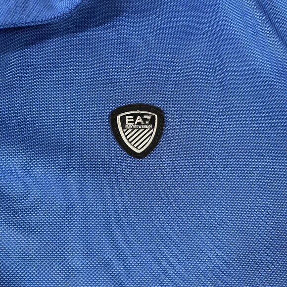 EA7 Emporio Armani Polo Shirt Mens XL Blue Ventus7 Athletic Golf Tennis - Picture 3 of 9